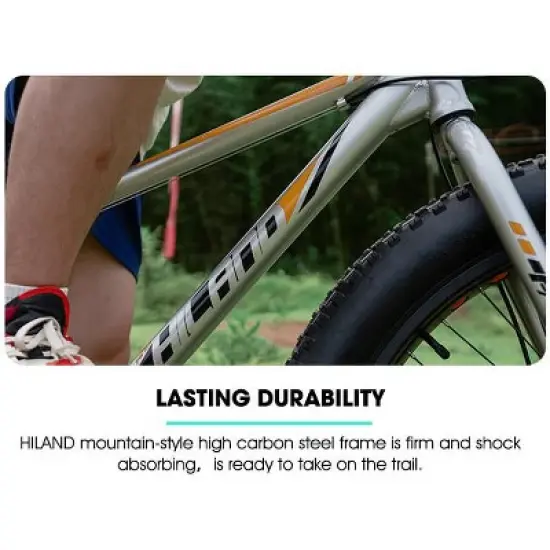 Hiland 20" 24" 26" Fat Tire Mountain Bike, 7-Speed, Disc Brake, Beach and Snow Bicycle image {4}