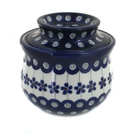 Blue Rose Polish Pottery 1512 Zaklady French Butter Dish image {5}
