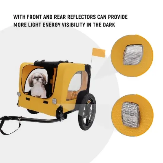 DOMETOUR Foldable Pet Stroller Pet Trailer for Small/Medium Dogs,  Quick Release Wheel, Non-Slip Floor, Internal Leash image {7}