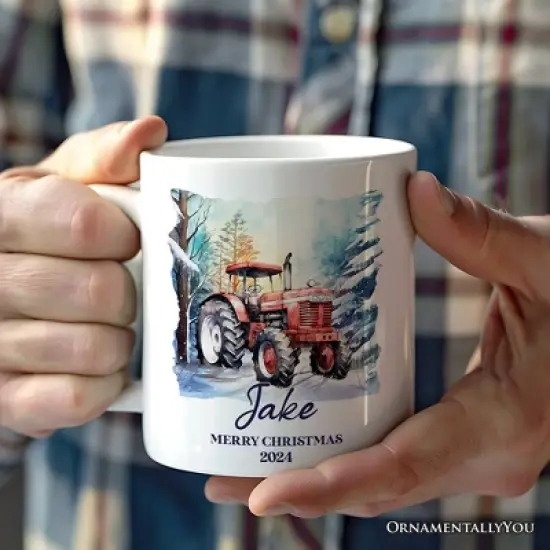 Vintage Tractor Mug, Pristine Snowy Serenity Christmas Gift (Non-Custom Only)| OrnamentallyYou image {2}