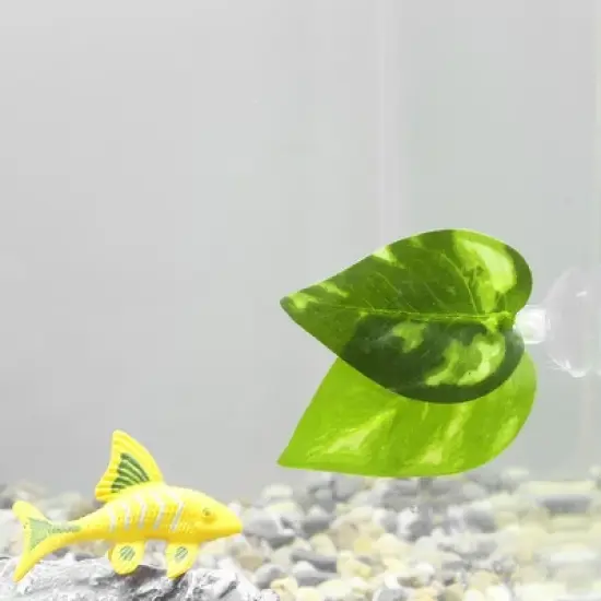 Unique Bargains Betta Fish Leaf Pad Hammock Plants for Fish Tank Green 2.95"x2.13" image {4}