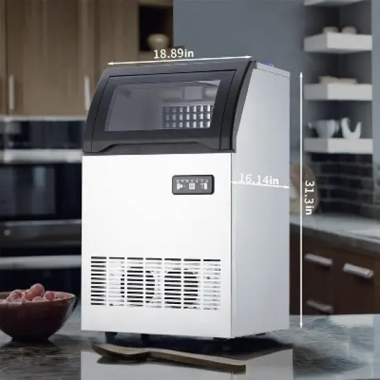 Acekool Commercial Ice Maker - 120Lbs/24H, 40Lbs Storage, Quiet & Energy Efficient with LED Control image {5}