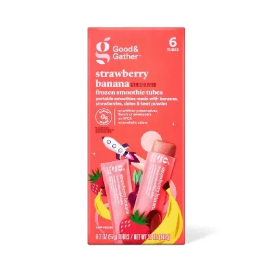 Naturally Flavored Strawberry Banana Frozen Smoothie Tubes - 12oz/6ct - Good & Gather&trade; image {4}