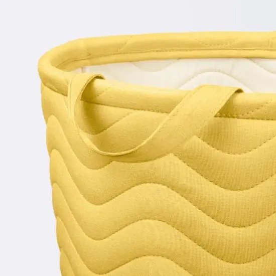 Quilted Fabric Large Round Storage  Basket - Yellow - Cloud Island&trade; image {2}