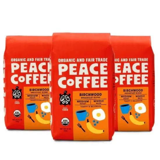 Peace Coffee Birchwood Breakfast Blend Medium Roast Whole Bean Coffee - 36oz/3ct image {4}