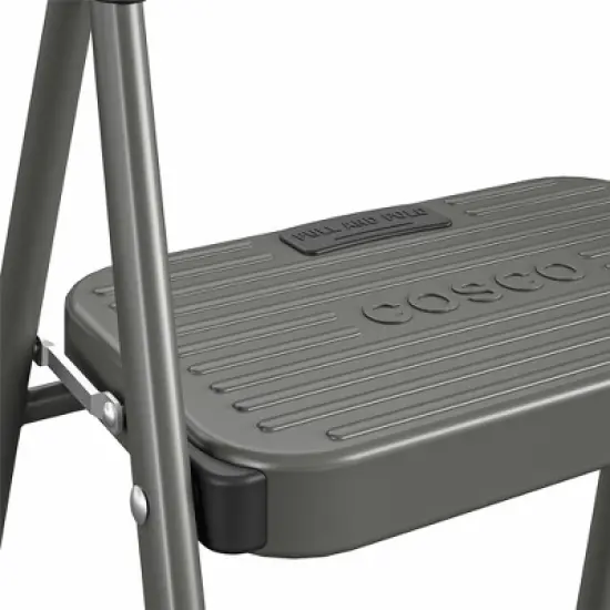 Cosco 2 Step All Steel Step Stool: Dark Gray, 225 lb Capacity, No Assembly, Kitchen Stepper for Adults image {3}