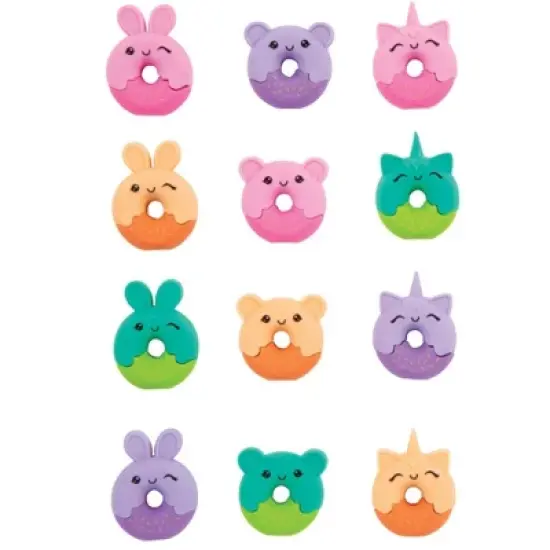 Donut Animal Eraser Toppers (12 Pack) - Fun Colorful image {3}