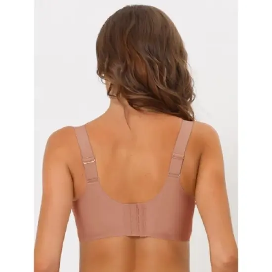 Allegra K Women's No Show Smooth Comfort Adjustable Wide Straps Wireless Minimizers Bras image {1}