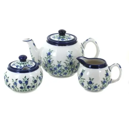 Blue Rose Polish Pottery 5960 Zaklady 3 PC Tea Set image {12}
