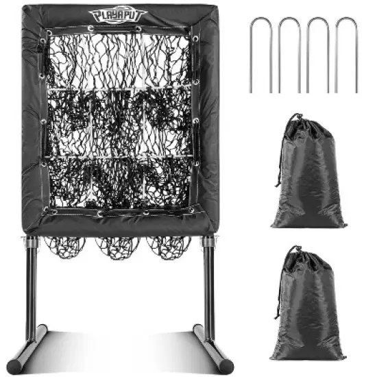PLAYAPUT 9 Hole Baseball Pitching Net with Strike Zone, Black image {1}