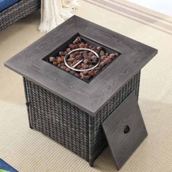 4 Pieces Patio Furniture Set with Fire Pit Table, Outdoor Sofa Set with 50000 BTU Fire Pit All Weather Wicker Patio Couch and Club Chair image {6}