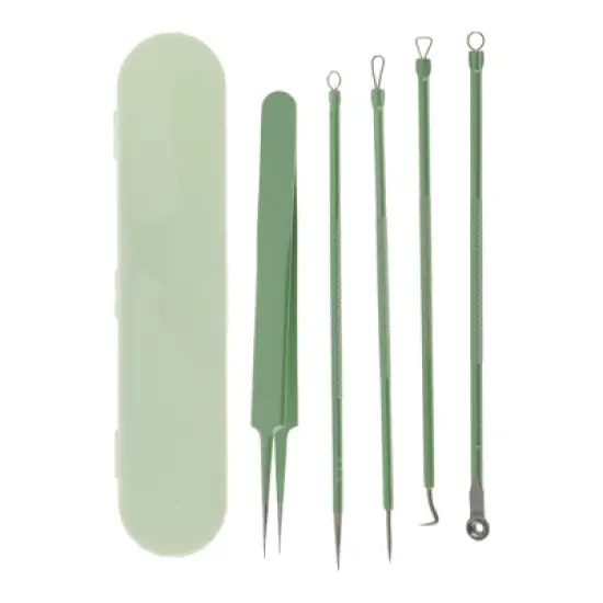 Unique Bargains Durable Straight Clip Pimple Extractor Tool Kit Green 1 Set image {6}