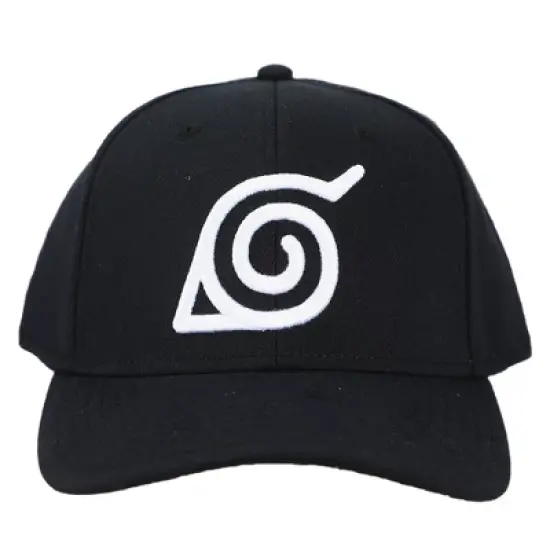 Naruto Anime Cartoon Embroidered Symbol Stretch Fit Black Snapback Hat For Men image {1}