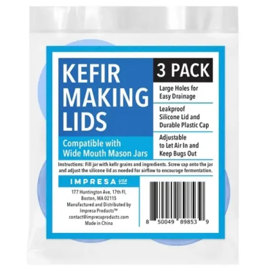 Impresa 3-Pack Kefir Mason Jar Strainer Lids for Making Kefir - Wide Mouth Kefir Strainer Lids image {6}