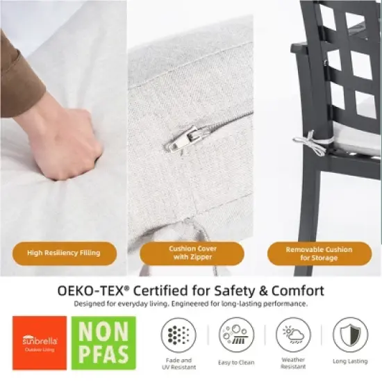 DOMETOUR Modern 5Pcs Outdoor Patio Dining Set, A Rectangular Table & Four Swivel Rock Dining Chairs, Rust-Free, Weather-Resistant, for Garden image {8}