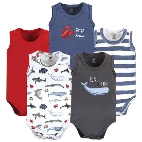 Hudson Baby Infant Boy Cotton Sleeveless Bodysuits, Boy Sea Creatures image {10}