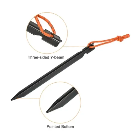 Unique Bargains Tent Stakes Y-Beam with Reflective Pull Rope Kit Aluminum Camping Ground Pegs image {3}