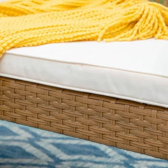 Captiva Designs 4pc Conversation Set: Rattan Loveseat, Coffee Table, Weather-Resistant image {6}