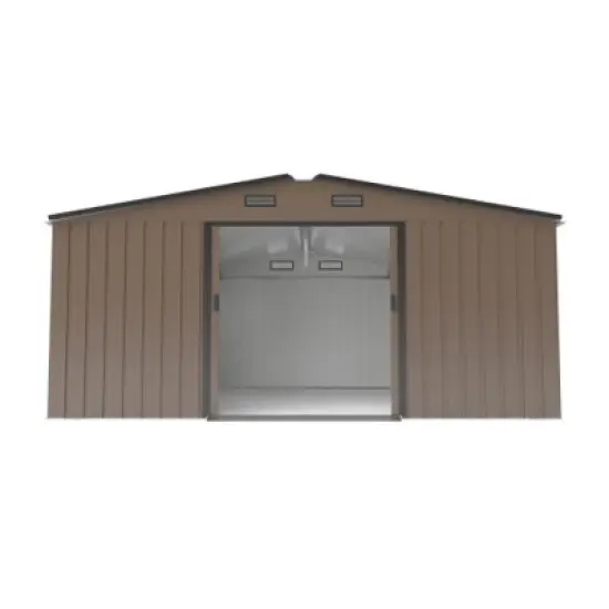10&times;12 FT Extra Large Outdoor Steel Storage Shed with Two Daylight Windows, Weather-Resistant Tool Shed for Backyard or Garden&ndash;The Pop Home image {5}