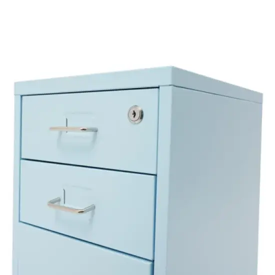 YIYIBYUS 3-Drawer Vertical File Cabinet, Metal Mobile File Cabinet with Lock and Wheels image {4}