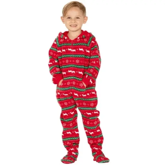 Footed Pajamas - Nordic Christmas Toddler Hoodie Fleece Onesie image {2}