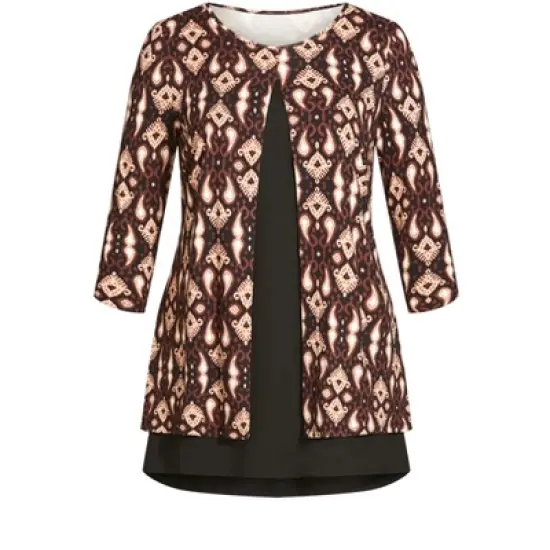 Women's Plus Size Ally Tunic - black ikat | AVENUE image {2}