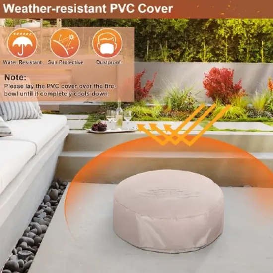 Costway 7PCS Patio Rattan Wicker Furniture Set Gas Fire Pit Table Sofa Cushion image {4}