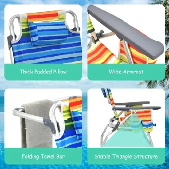 Tangkula 2 Pack of Folding Beach Chair Portable Backpacking Chair with Cup Holder Headrest Storage Bag for Outdoor image {8}