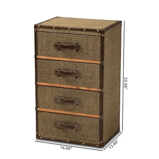 Owen Fabric Upholstered 4 Drawer Accent Storage Cabinet Brown - Baxton Studio image {8}