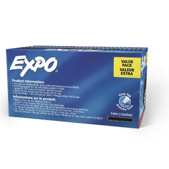 Expo 36ct Lo Odor Fine Point Markers Black: Thin Black Dry Erase, Art & Office, 6+ Years, 36 Pack image {6}
