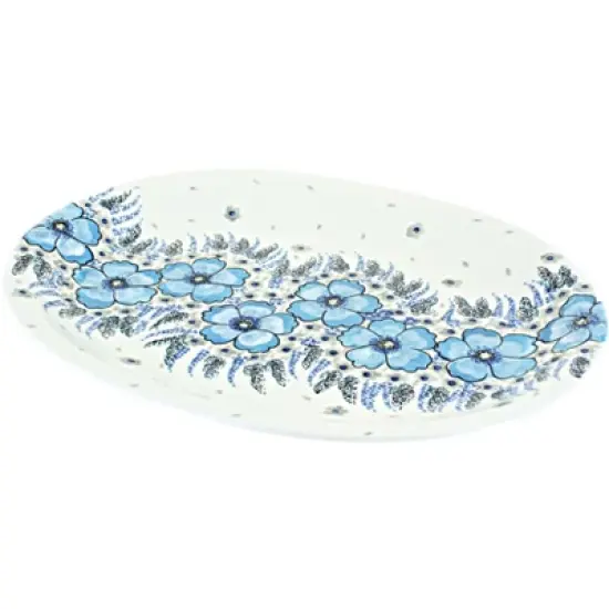 Blue Rose Polish Pottery Zaklady Large Oval Serving Platter image {7}