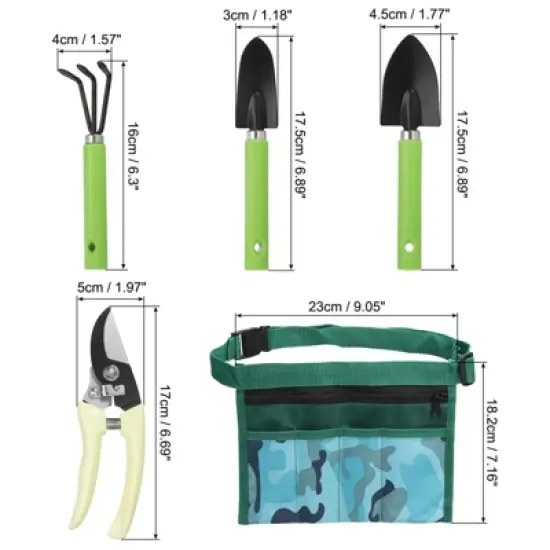 Unique Bargains PP Iron Oxford Cloth Garden Tool Set Green 1 Set image {1}