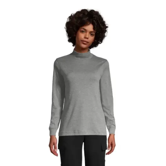 Lands' End Women's Long Sleeve Supima Mock Turtleneck image {2}