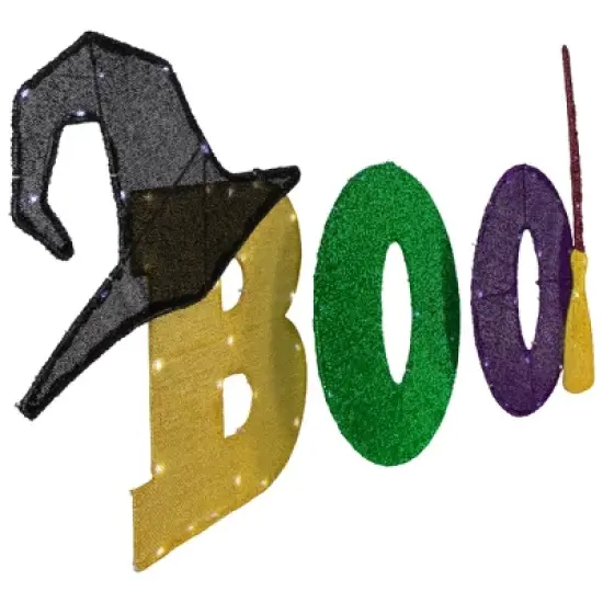 Northlight LED Lighted Tinsel "Boo" Outdoor Halloween Decoration - 50" - Clear Lights image {2}