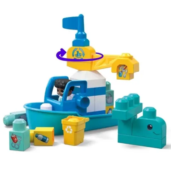MEGA BLOKS Green Town Ocean Time Clean Up Building Toy Blocks - 70pcs image {3}