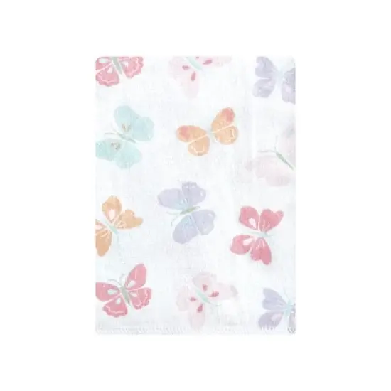 Hudson Baby Infant Girl Cotton Flannel Burp Cloths Bundle, Pastel Butterfly, One Size image {2}