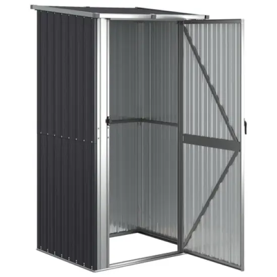 vidaXL Storage Shed - Galvanized Steel Anthracite Garage Tool House - Lockable Door - Weatherproof Garden Shelter image {2}