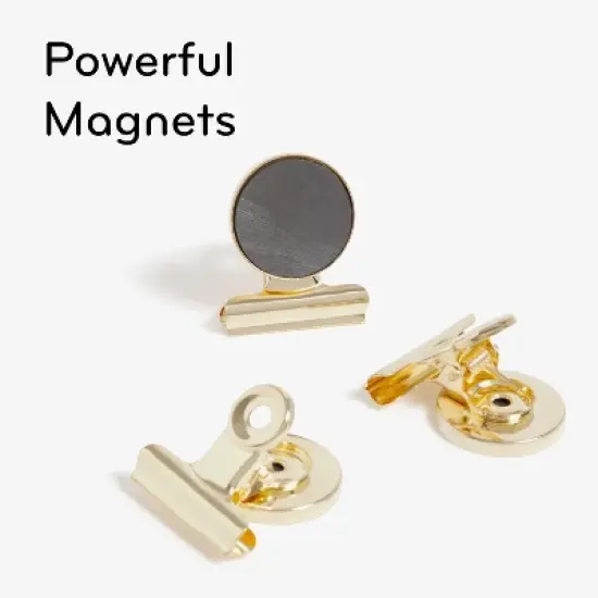 U Brands 3ct Magnetic Bulldog Clips Gold: Fridge & Locker Magnets, Metal Stationery Clips, Office Fasteners image {4}
