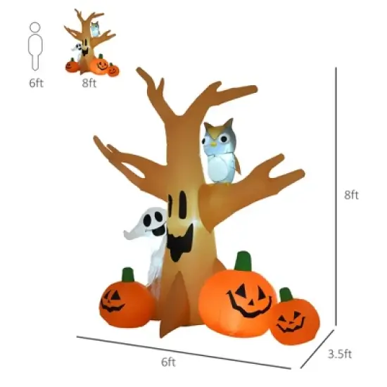 Gulches 7.5' Tall Halloween Inflatable Haunted Tree with Owl/Ghost/Pumpkins, Outdoor LED Waterproof Decor? image {6}