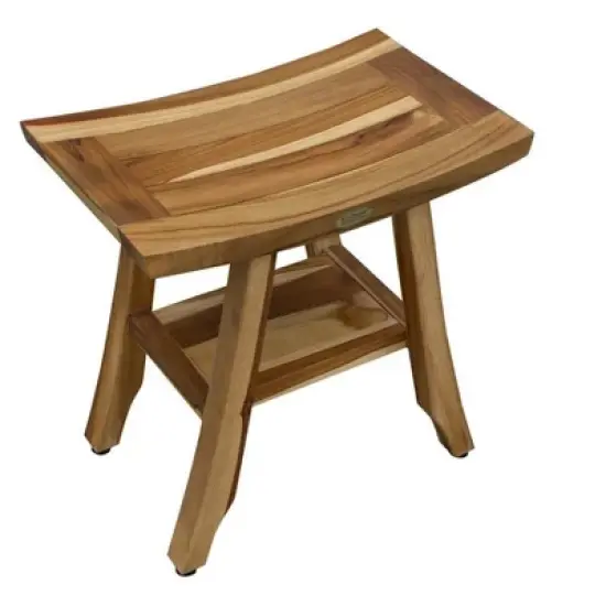 EcoDecors&reg; Satori&reg; 18" Teak Wood Shower Bench with Shelf in EarthyTeak Finish - Target Plus Natural 18"L x 12"D x 18"H image {2}