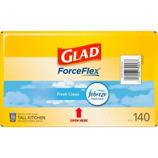 Glad ForceFlex Drawstring Trash Bags - Febreze Fresh - 13gal/140ct image {15}