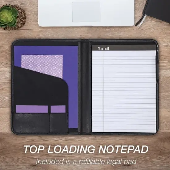 Samsill Professional Padfolio Storage Pockets/Card Slots Writing Pad Black 70810 image {3}