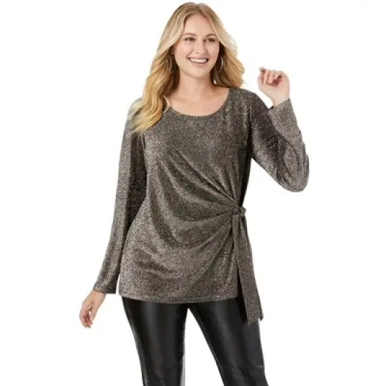 Jessica London Women&rsquo;s Plus Size Shimmery Side-Gathered Tunic image {3}