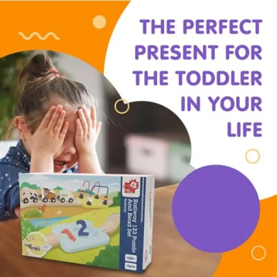 Leo & Friends Wooden Railway 123 Puzzle and Bead Set 18-Pieces image {2}