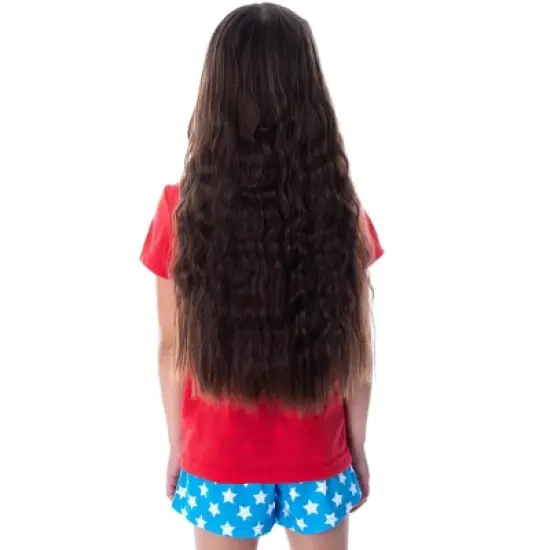 DC Comics Girls' Wonder Woman Gold Foil Logo Shirt and Shorts Pajama Set WW Logo image {1}