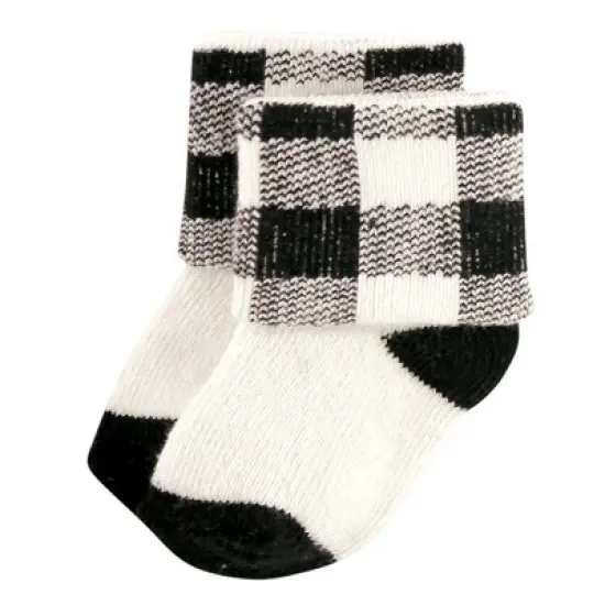 Hudson Baby Infant Boy Cotton Rich Newborn and Terry Socks, Buffalo Plaid Moose image {6}
