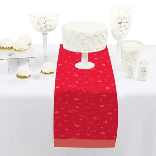 Big Dot of Happiness Red Confetti Stars - Petite Simple Party Paper Table Runner - 12 x 60 inches image {1}
