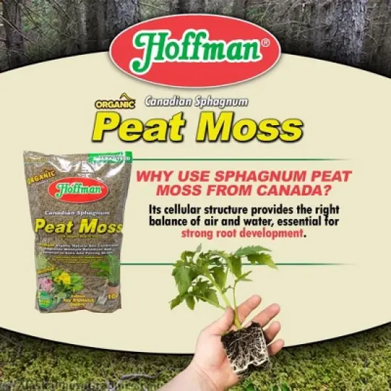 Hoffman Canadian Sphagnum Peat Moss Soil Conditioner to Improve Moisture Retention and Aeration, 10qt image {4}