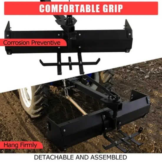 Box Scraper, 42'' Tow Behind Lawn Tractor Attachment - Box Blade Hitch Fit for ATV UTV, Multi-Functional, Carbon Steel, Black image {2}