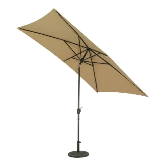 10' x 6.5' Rectangular Nassau Market Patio Umbrella with LED Bulb Lights Champagne - Island Umbrella image {7}